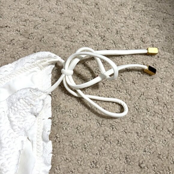 NEW Vix Ripple Scales Side Tie Cheeky Bikini Bottoms in Off White Women’s Small - Picture 3 of 10